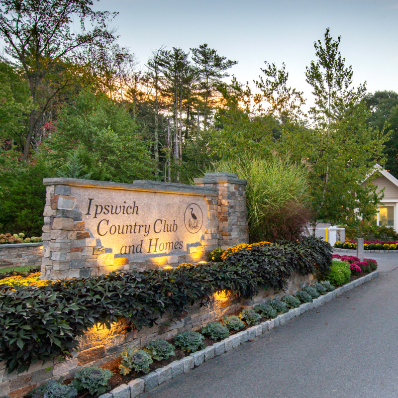 ipswich country club sign and garden